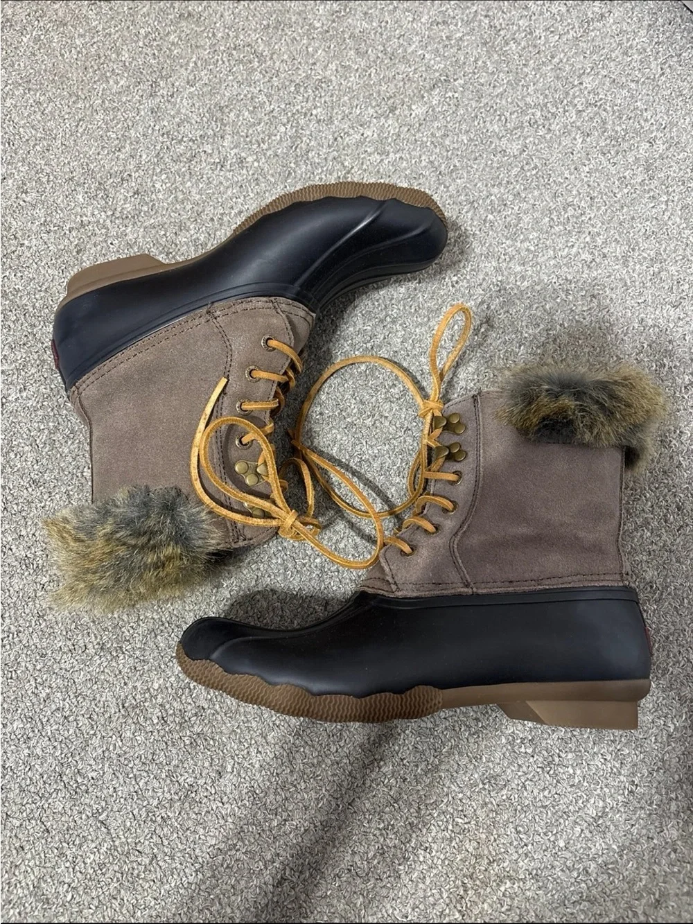 Sperry Brown and Black Top-Sider Duck Boots
